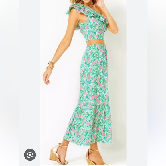Lilly Pulitzer Kasida Ruffle Set (botanical green) size 4 NWT - Picture 9 of 9